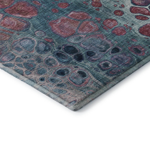 5' X 8' Teal Plum And Beige Abstract Washable Area Rug With UV Protection