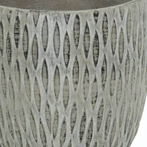 Gray Ceramic 101 Ounce Geometric Round Distressed Pot Planter