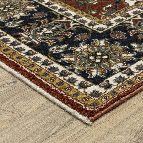 7' X 10' Red Oriental Area Rug With Fringe