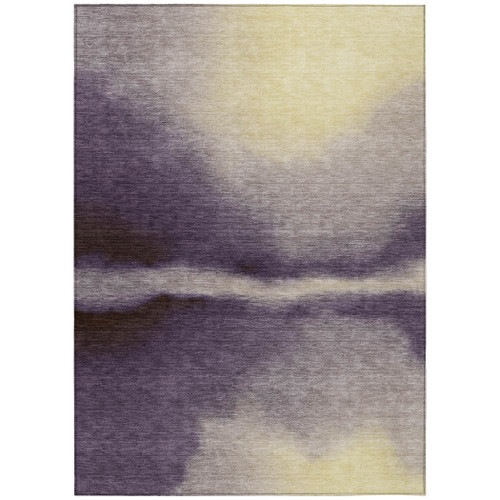 8' X 10' Plum Wheat And Ivory Abstract Washable Indoor Outdoor Area Rug