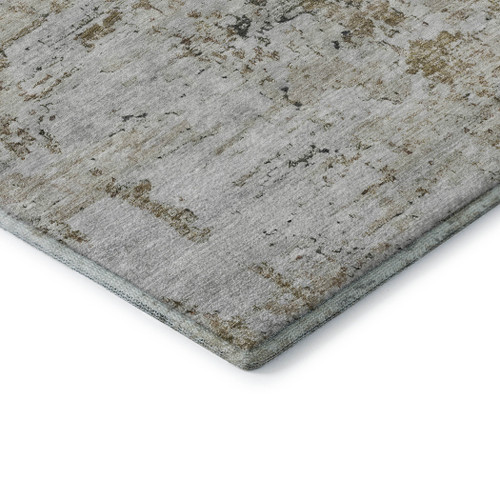 5' X 8' Beige And Ivory Abstract Washable Area Rug With UV Protection