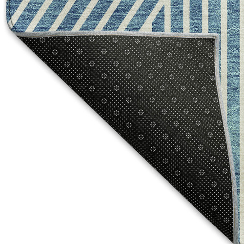 8' X 10' Teal And Ivory Geometric Washable Area Rug With UV Protection