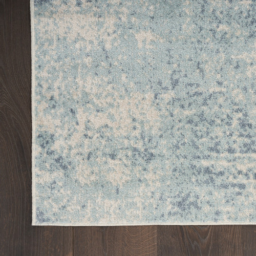 2' X 4' Blue And Ivory Abstract Washable Area Rug