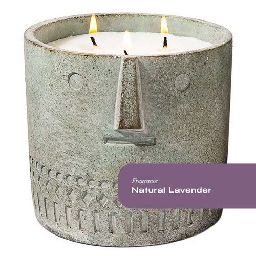 Natural Lavender Stone Face Candle 