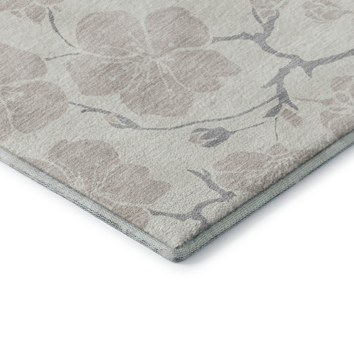 5' X 8' Ivory And Beige Floral Washable Area Rug With UV Protection