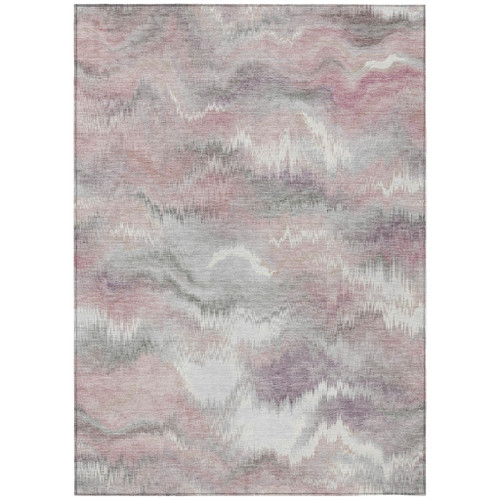 9' X 12' Mauve And Pink Abstract Washable Indoor Outdoor Area Rug