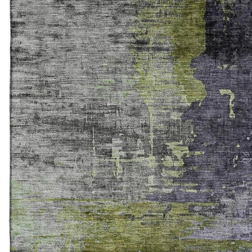 9' X 12' Plum And Green Abstract Washable Area Rug With UV Protection