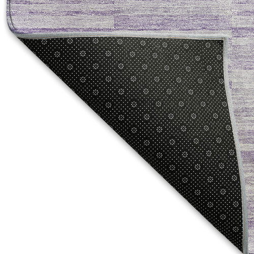 10' X 14' Plum And Ivory Striped Washable Area Rug With UV Protection