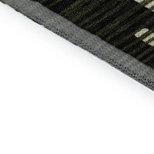 10' X 14' Olive Green Ivory And Charcoal Geometric Washable Area Rug With UV Protection