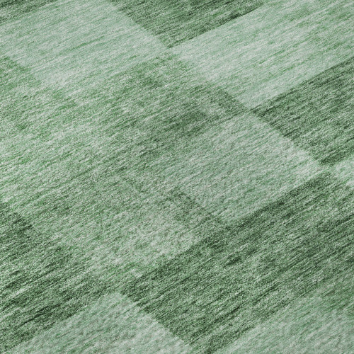8' Green And Mint Green Geometric Washable Round Rug With UV Protection