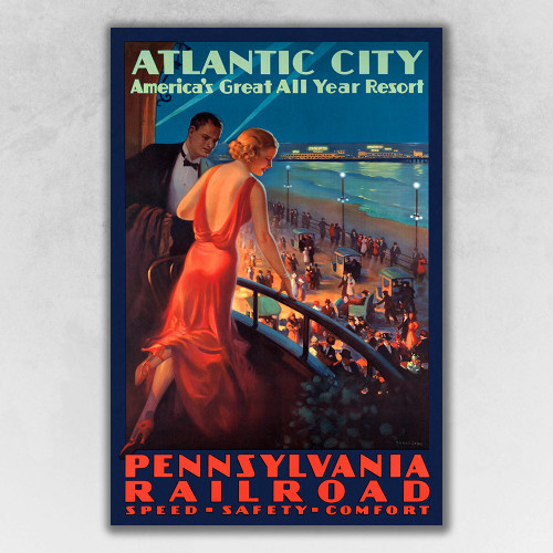 Vintage 1935 Atlantic City Travel Unframed Print Wall Art Paper Decor