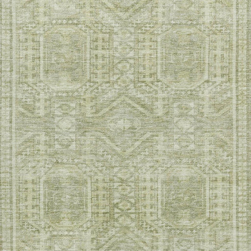 5' X 8' Sage And Fern Green Geometric Washable Area Rug With UV Protection