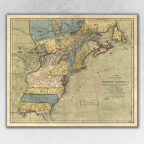 Vintage 1771 Map Of North America Unframed Print Wall Art Paper