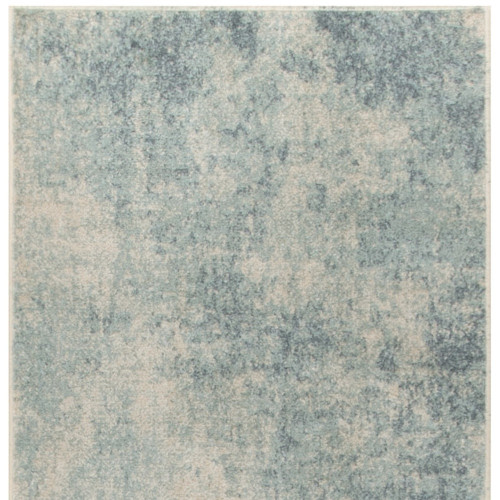 8' Blue And Ivory Abstract Washable Runner Rug
