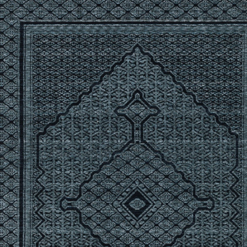 8' X 11' Blue And Teal Medallion Area Rug With Fringe
