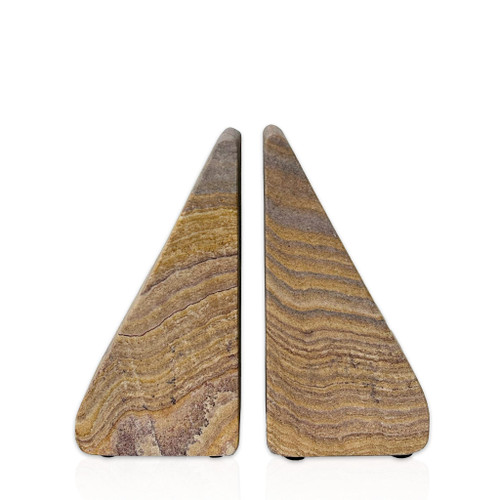 Set of Two Taupe Stone Decorative Bookends