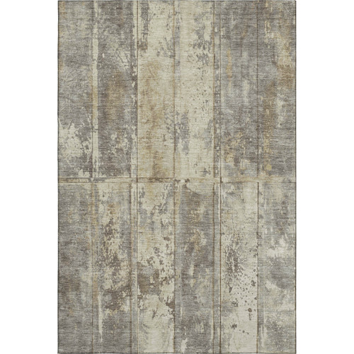 9' X 12' Beige Wheat And Taupe Striped Washable Area Rug With UV Protection