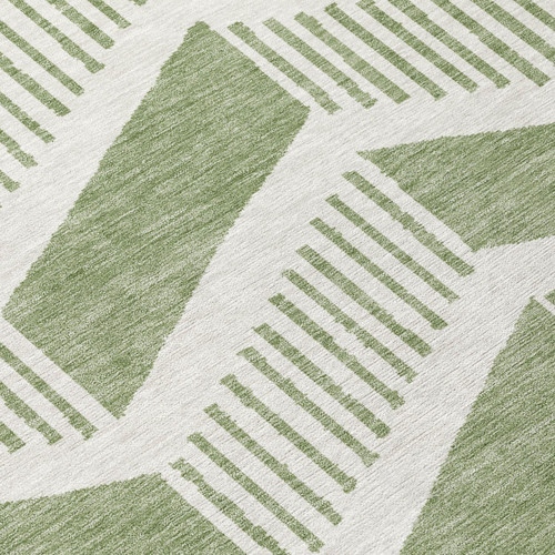 10' X 14' Fern Green And Green Geometric Washable Indoor Outdoor Area Rug