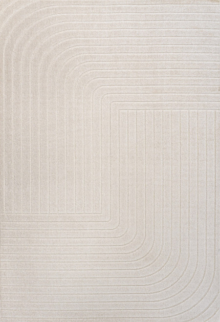10' X 13' Ivory And Cream Striped Indoor Outdoor Area Rug