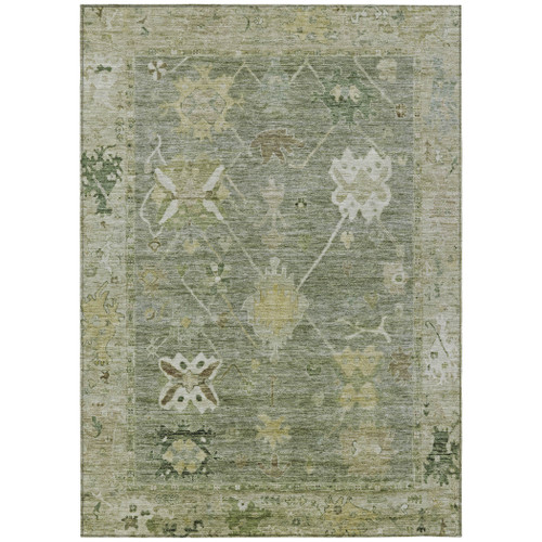 8' X 10' Sage And Beige Tribal Washable Indoor Outdoor Area Rug