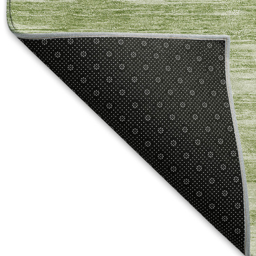 8' X 10' Artichoke Green And Ivory Striped Washable Area Rug With UV Protection