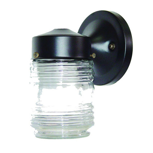 Homeroots Lighting Black Standard Jelly Jar One Light Outdoor Wall Light