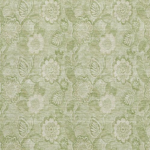 3' X 5' Sage And Beige Floral Washable Area Rug With UV Protection