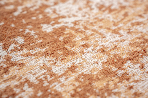8' Orange And White Abstract Washable Round Rug With UV Protection