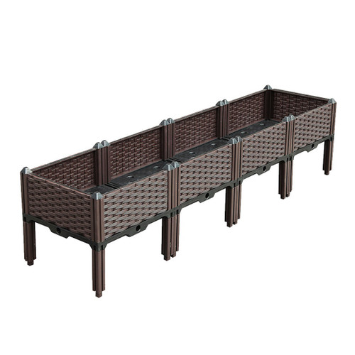 16" Dark Brown Plastic Indoor Outdoor Rectangular Planter Box