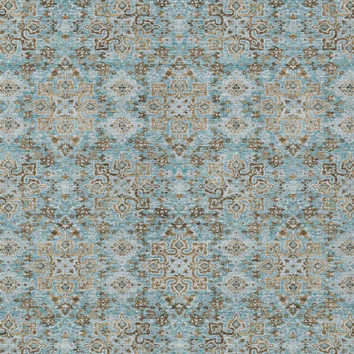 5' X 8' Teal Blue And Blue Oriental Washable Indoor Outdoor Area Rug