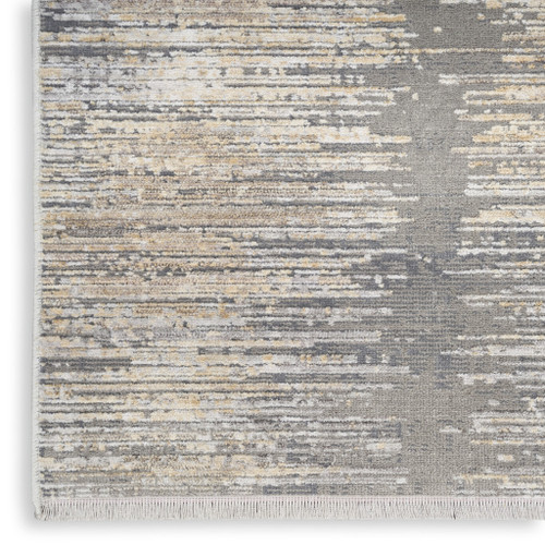 8' X 10' Gray And Gold Abstract Area Rug With Fringe