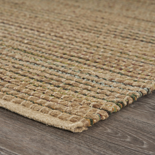 8' X 10' Natural And Tan Jute Striped Hand Woven Area Rug