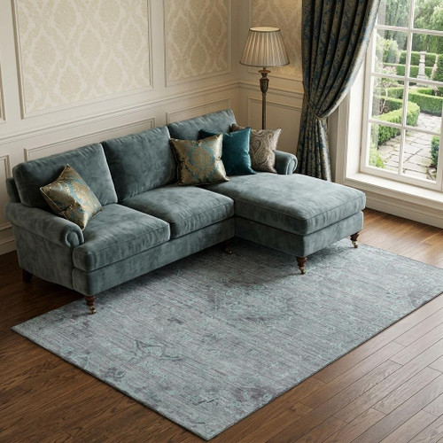 10' X 14' Teal And Gray Medallion Washable Area Rug With UV Protection