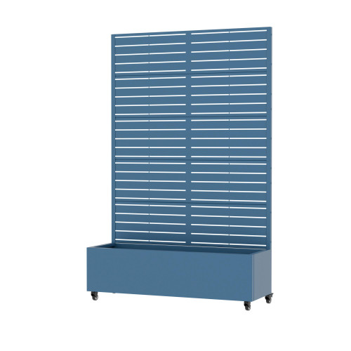 Set of Two Blue Striped Galvanized Metal Rectangular Planter Box