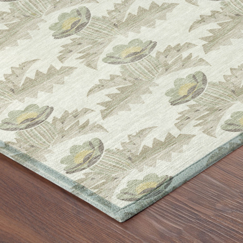 8' X 10' Ivory And Brown Floral Washable Indoor Outdoor Area Rug