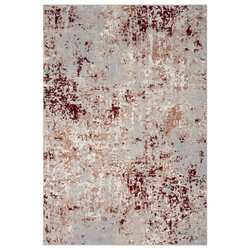 5' X 7' Red And Gray Abstract Distressed Washable Area Rug