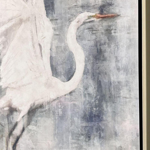 Glacier Heron I Silver Floater Frame Wall Art
