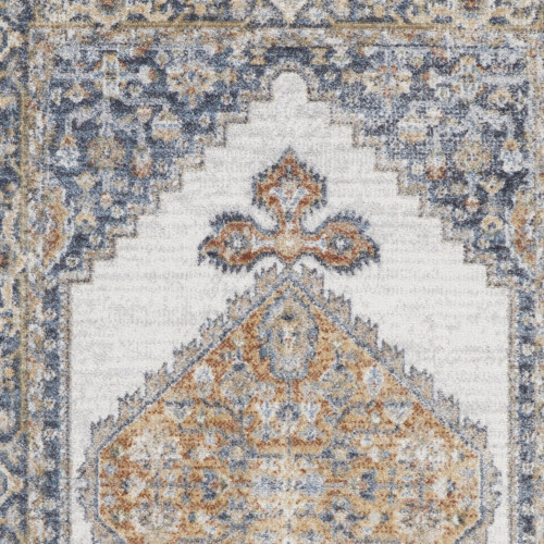 2' X 4' Gray And Gold Floral Medallion Distressed Washable Area Rug