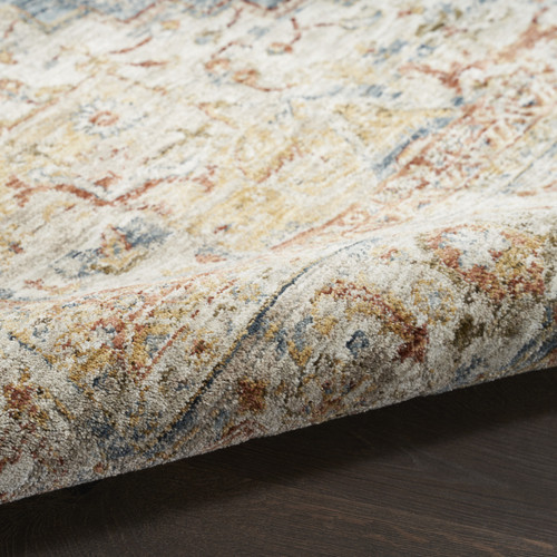 5' X 8' Ivory And Blue Floral Distressed Area Rug