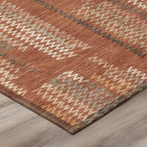 10' X 14' Orange And Brown Abstract Washable Indoor Outdoor Area Rug