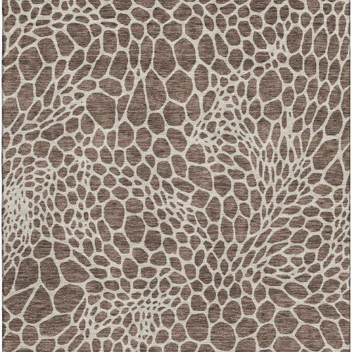 10' X 14' Brown And Beige Geometric Washable Area Rug With UV Protection