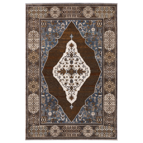 4' X 6' Gray And Blue Medallion Area Rug