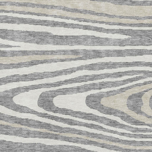 5' X 8' Gray Beige And Ivory Woodland Lodge Washable Area Rug With UV Protection