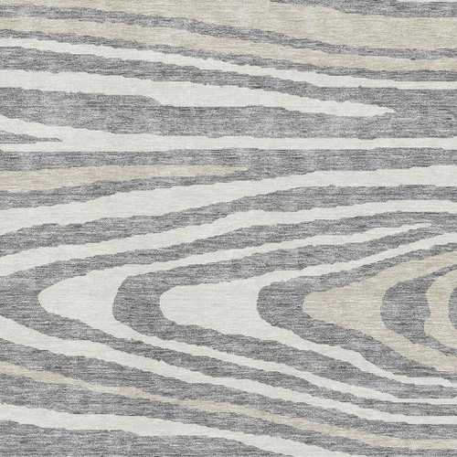 5' X 8' Gray Beige And Ivory Woodland Lodge Washable Area Rug With UV Protection
