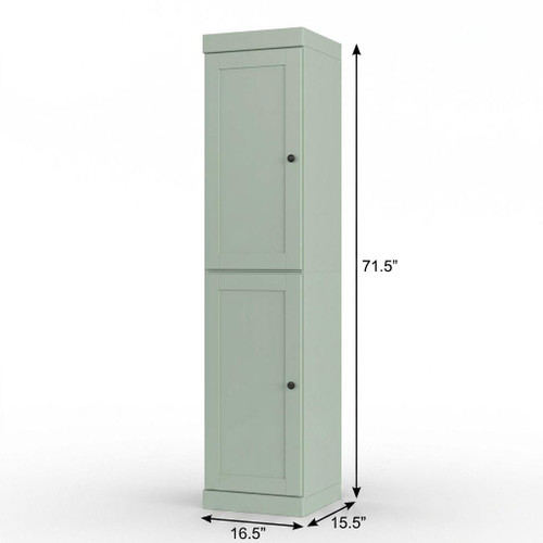 17" Sage Solid Wood Free Standing Double Door Linen Cabinet