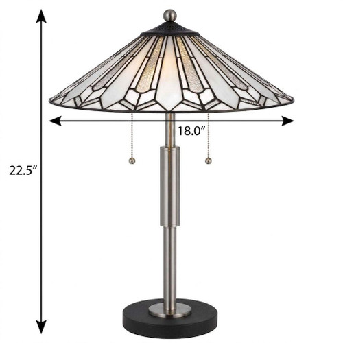 23" Black Abstract Two Light Round Tiffany Lamp With Empire Shade