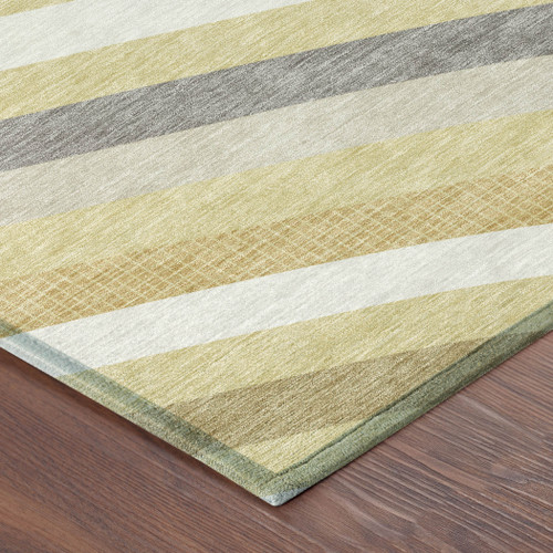 10' X 14' Wheat And Gold Abstract Washable Indoor Outdoor Area Rug