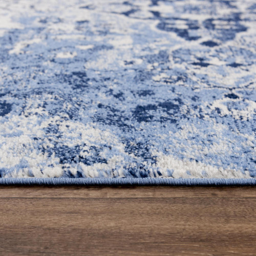 8' X 10' Blue Gray And Ivory Medallion Area Rug
