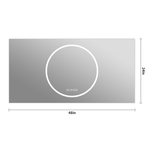 24" Silver Lighted Frameless Bathroom Vanity Mirror