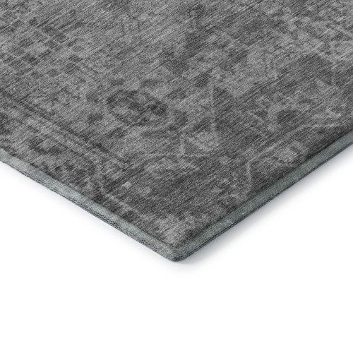 9' X 12' Gray And Silver Oriental Washable Area Rug With UV Protection